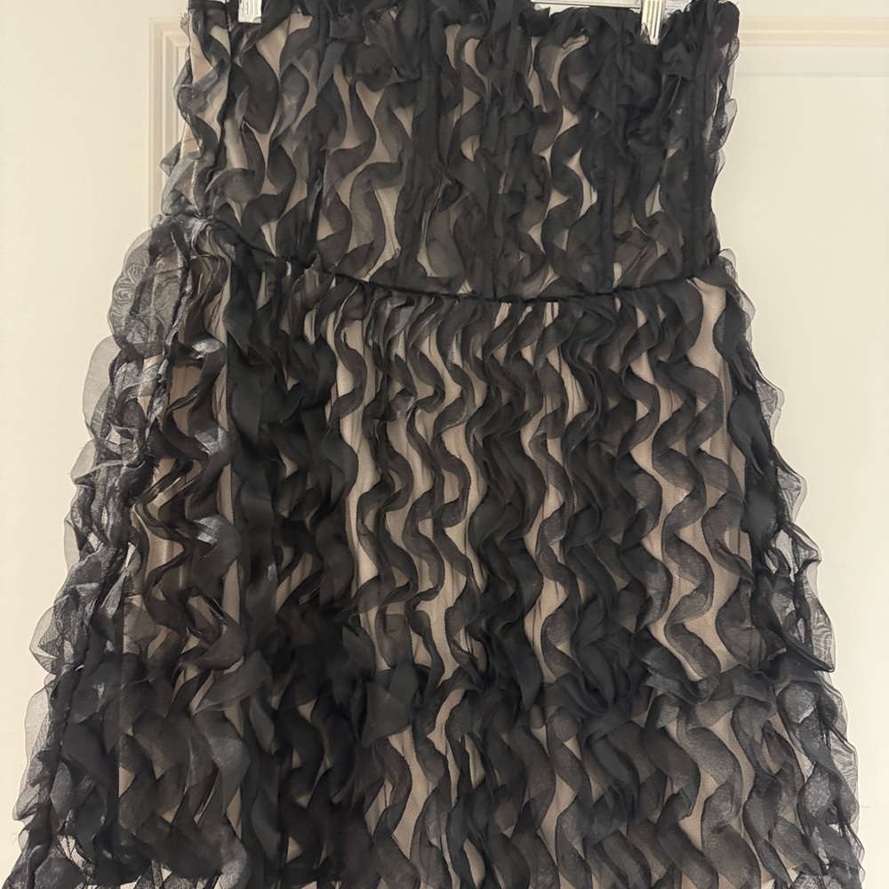 Black Ruffled Strapless Dress